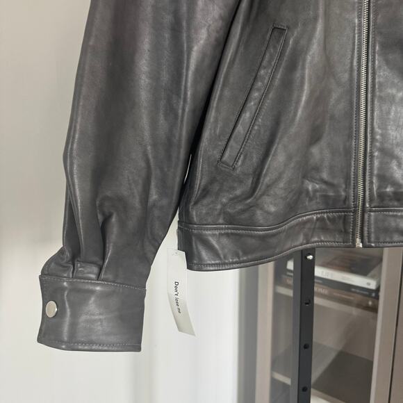 Reformation Veda Marco Bomber NEW Leather Oversized Highway Grey Jacket XXS - Picture 5 of 7